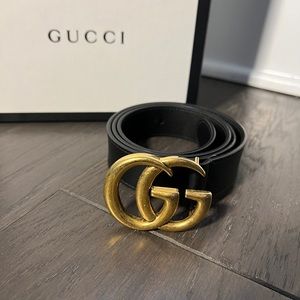 Gucci double g calfskin belt